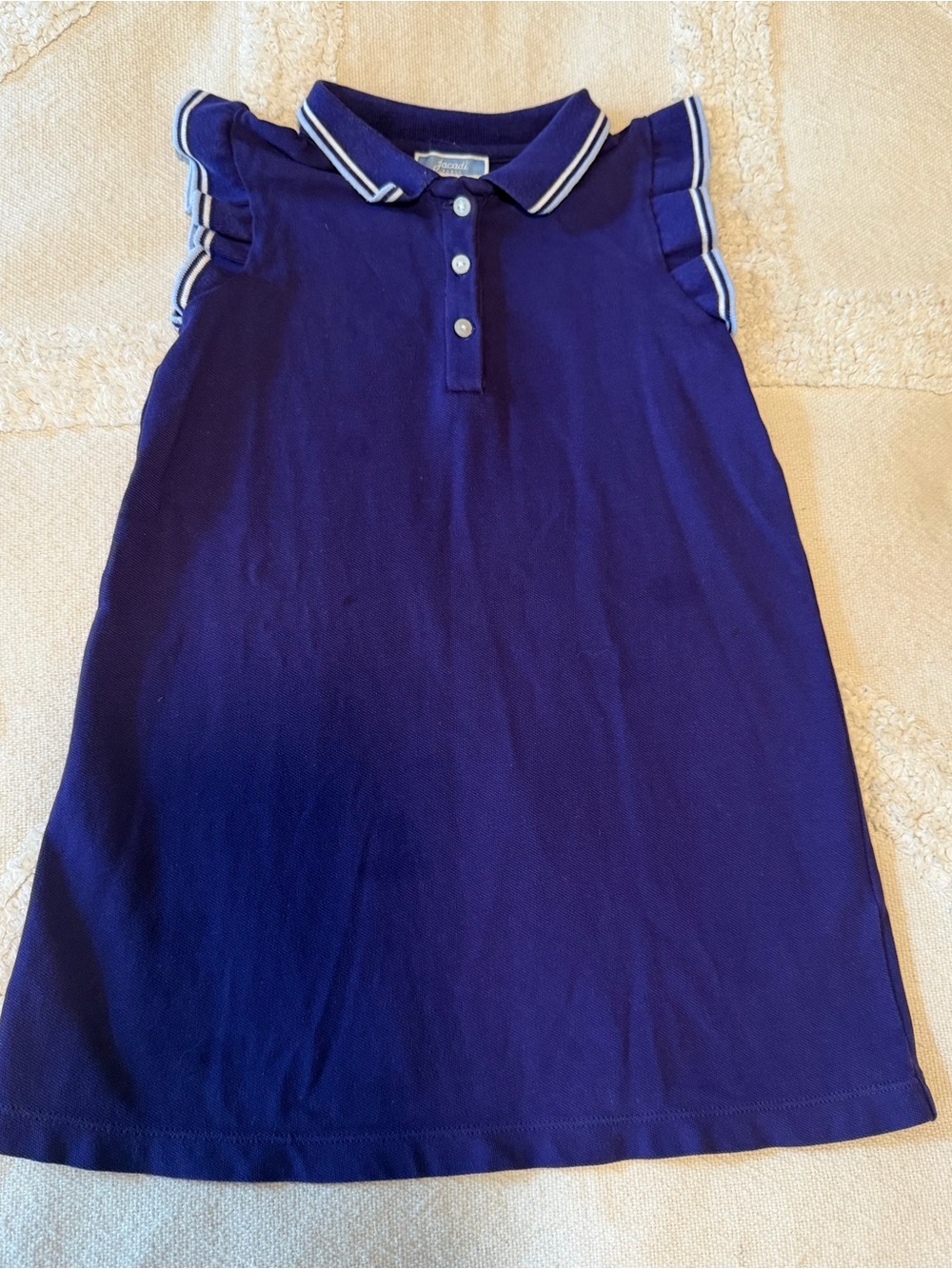 Jacadi Navy Blue Polo Dress with White Trim